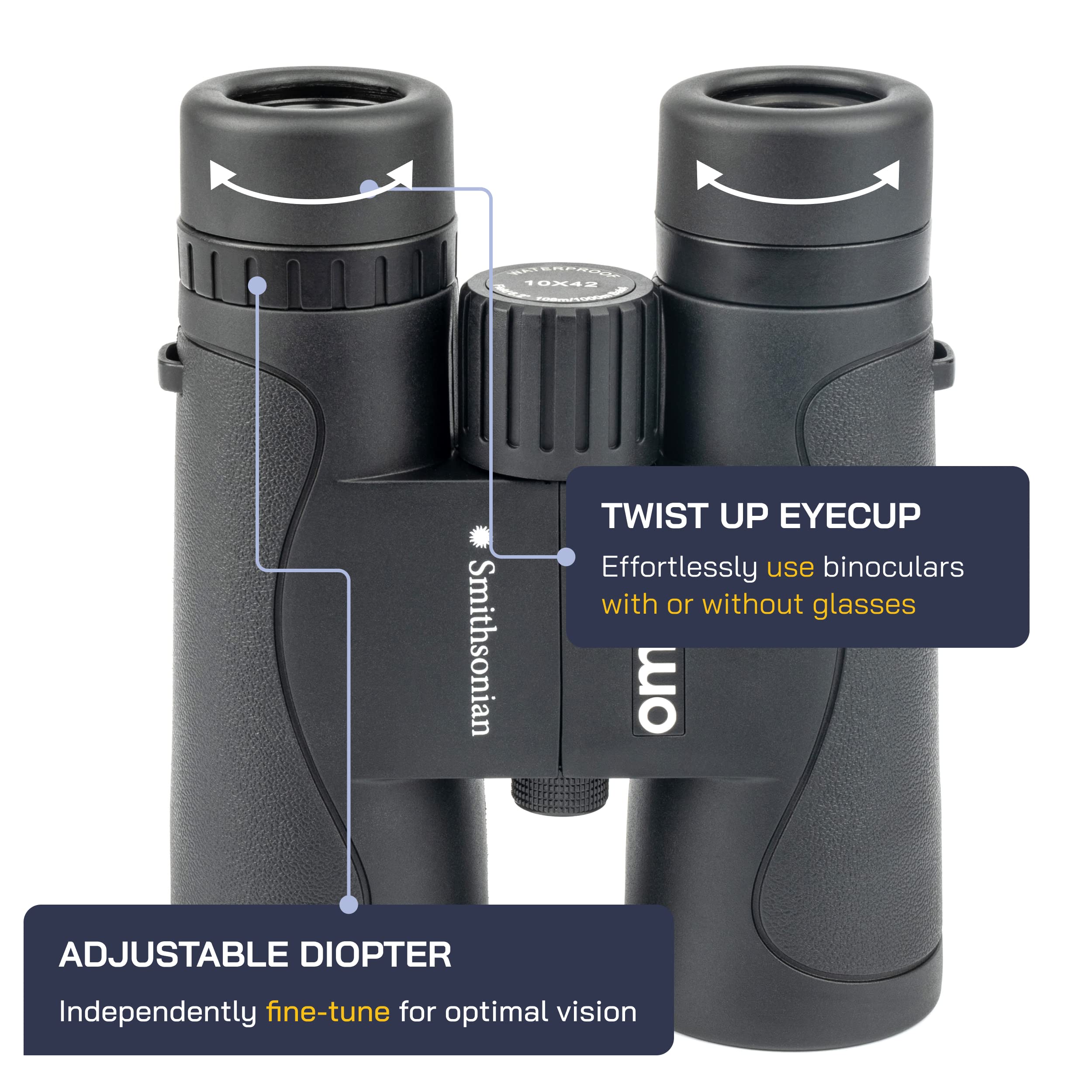 Bird Watching Binoculars For Adults By Smithsonian   10X42 Binoculars For Bird Watching, Hiking, Travel   Birding Binoculars Wit